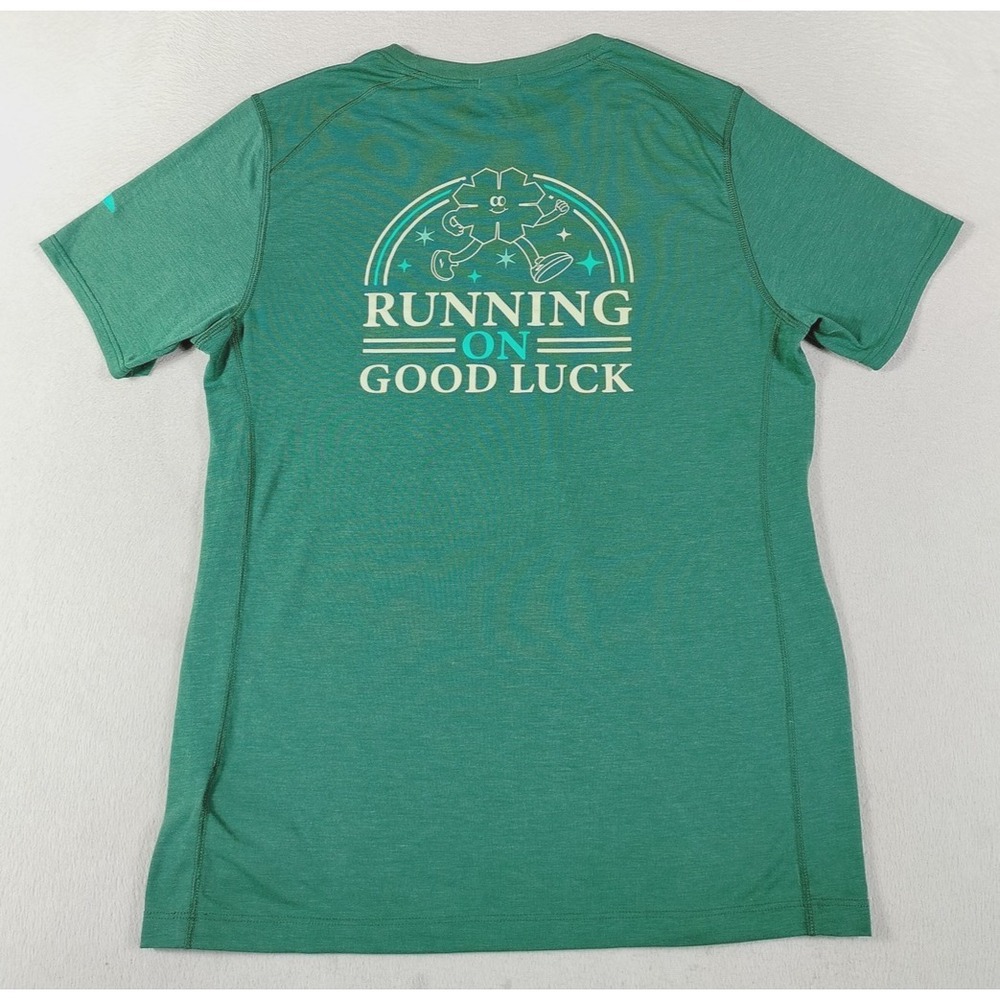Brooks Shirt Mens Medium‎ Green Running On Good Luck Graphic Running Tee Active